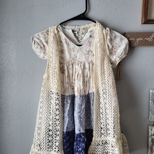 Nwt Girls Size 6 Rare Editions Floral Kids  Dress with Crochet Overlay